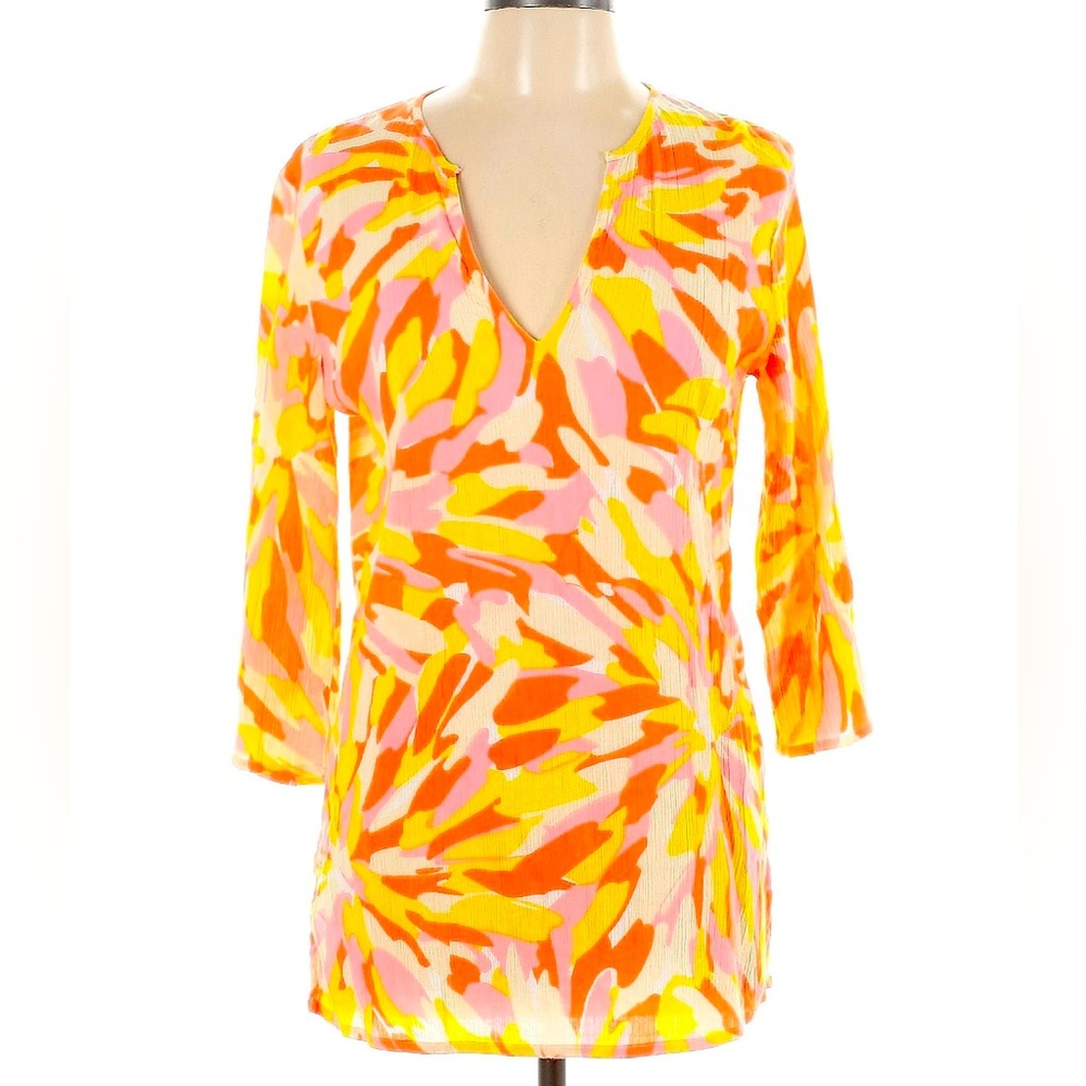 J. Crew Multicolor Blouse - Orange, Pink, Yellow